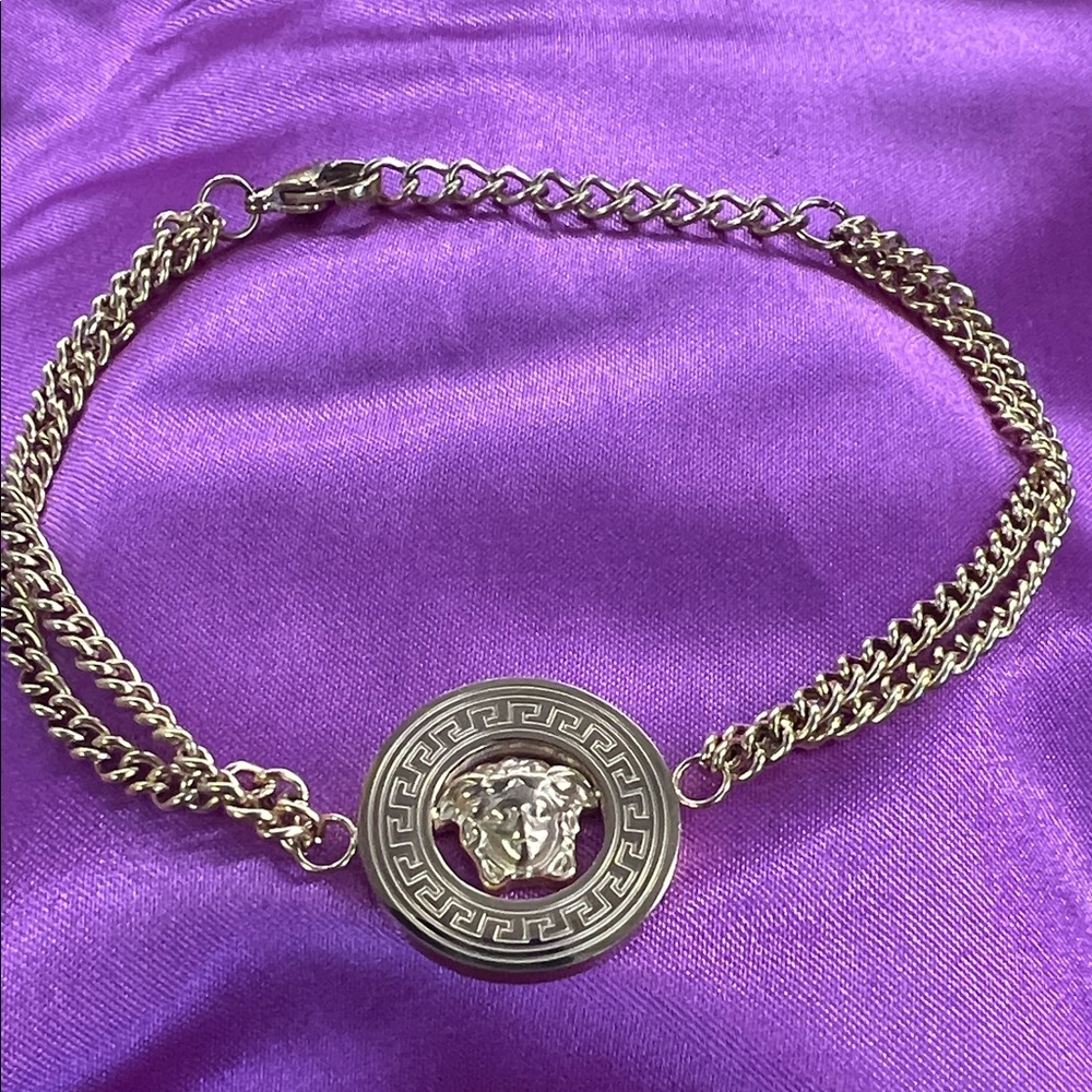 Gold Medusa Medallion Chain Bracelet